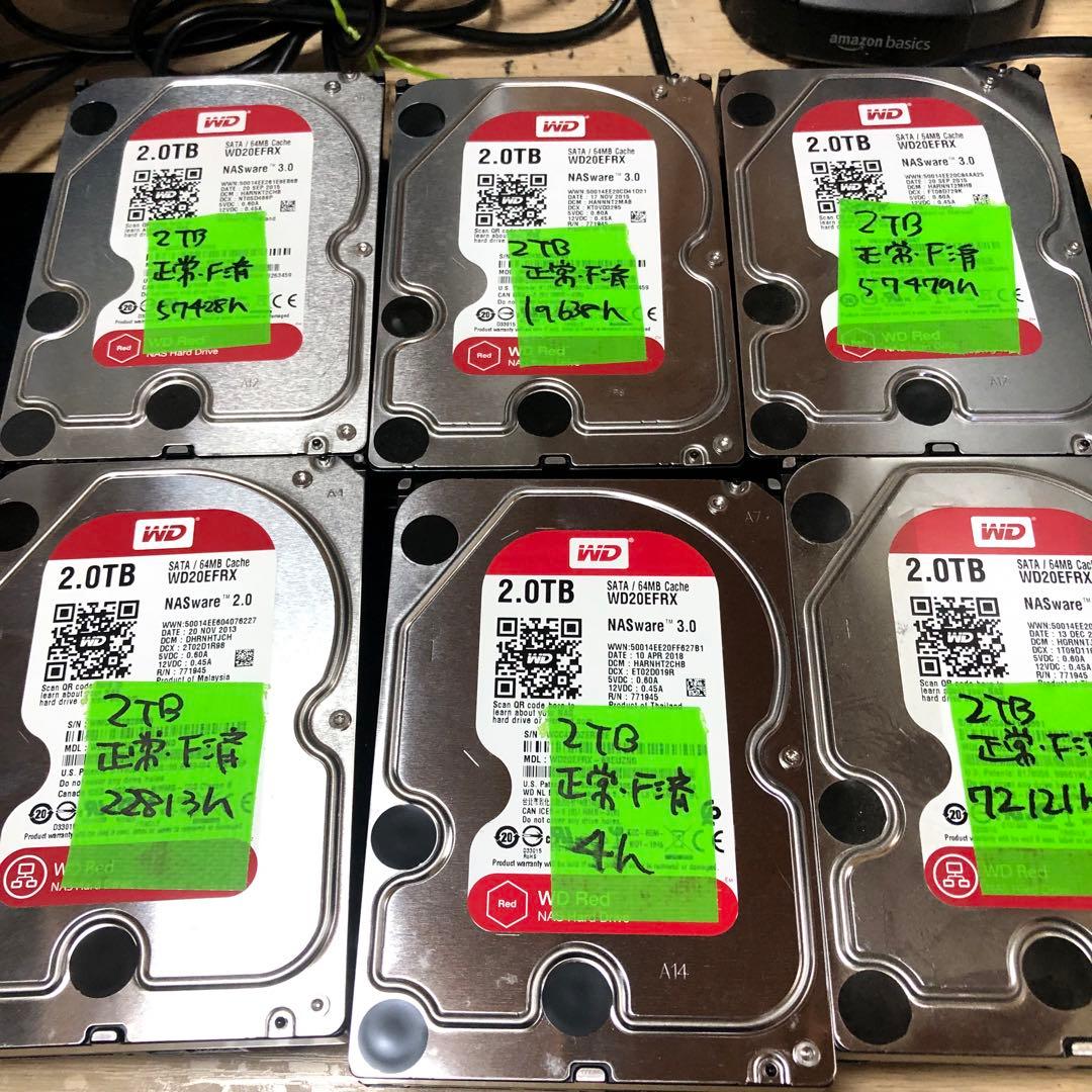 1013 HDD WD20EFRX 3.5インチ 2TB 正常 6個　まとめ売り Amazon | WD HDD 内蔵ハードディスク 3.5インチ 2TB WD Red NAS用
