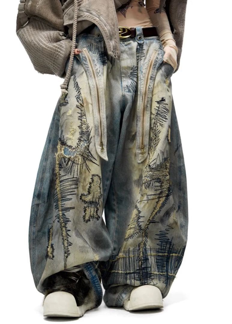 person soul バギーデニムパンツ サイズS パーソンソウル デストラクティブ デニム ジーンズ - personsoul