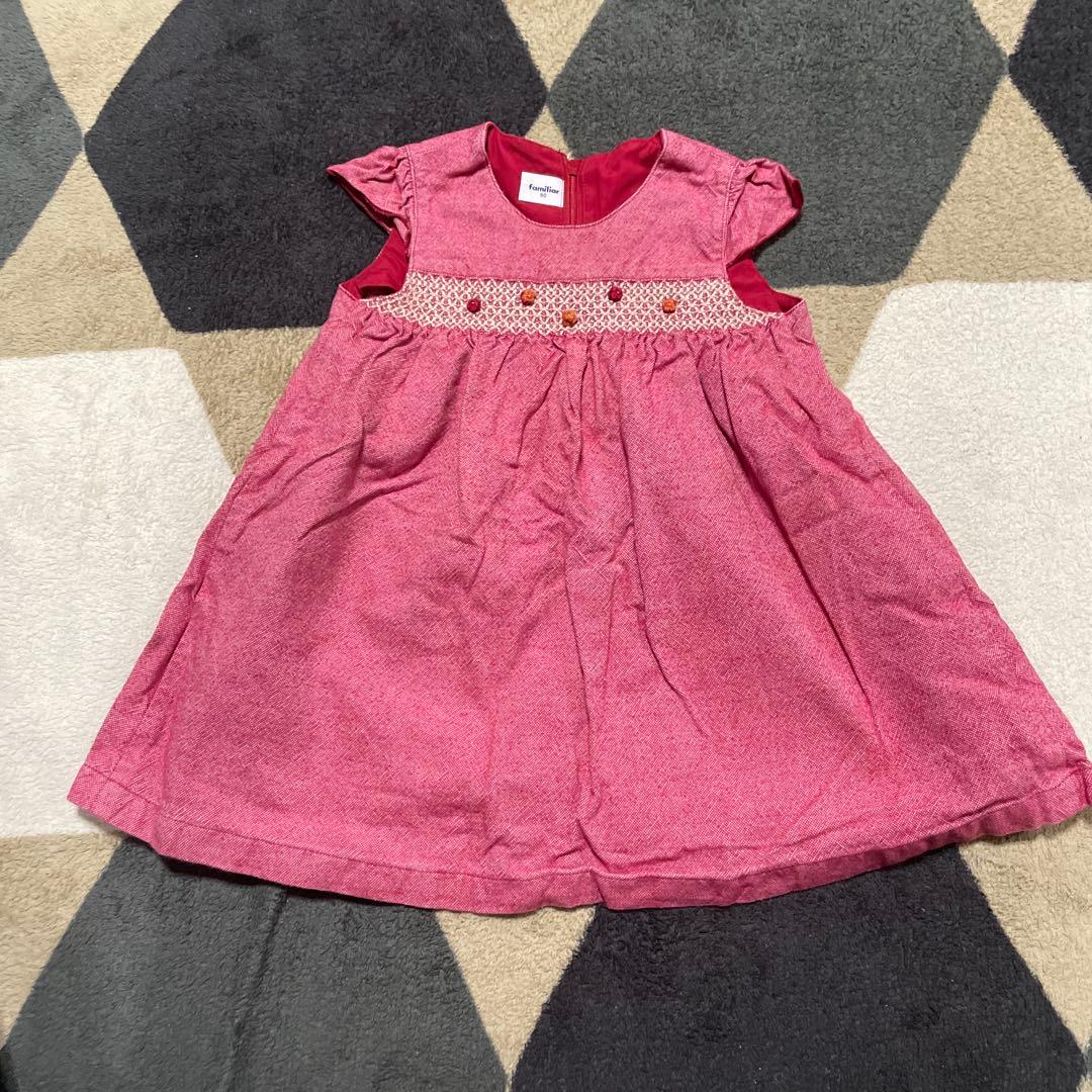 familiar familiar 赤いワンピース 90 90サイズ ワンピース 赤と緑