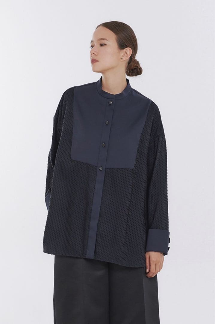 yori shirocon タキシードリボンブラウス 36 ネイビー - メルカリ