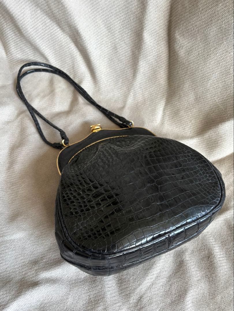 濱野皮革工藝 ハマノ ハンドバッグ サンピエトロ がま口 ビジュー