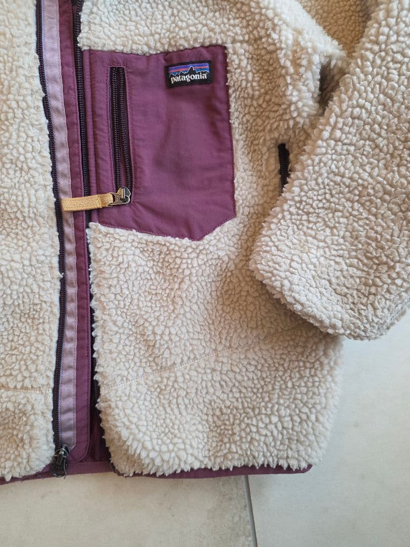 パタゴニア フリースジャケット クリーム/パープル サイズS 7-8