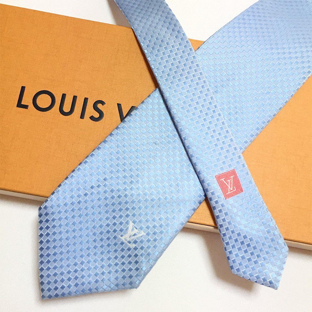 未使用級 ルイヴィトン Louis Vuitton ネクタイ ブルー ダミエ - メルカリ
