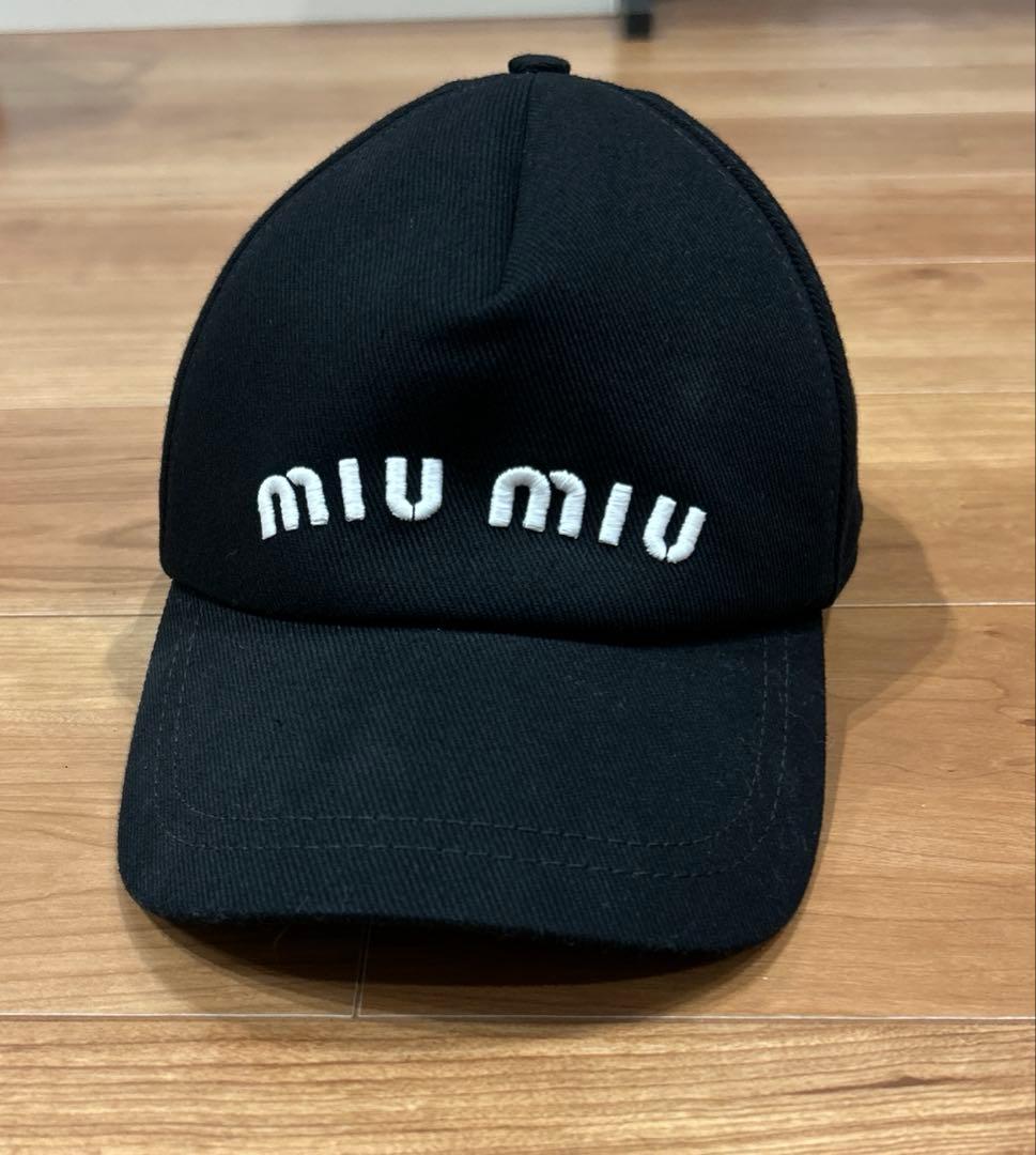MIU MIU ブラックキャップ Sサイズ Miu Miu Drill ロゴ キャップ | ブラック | FARFETCH JP