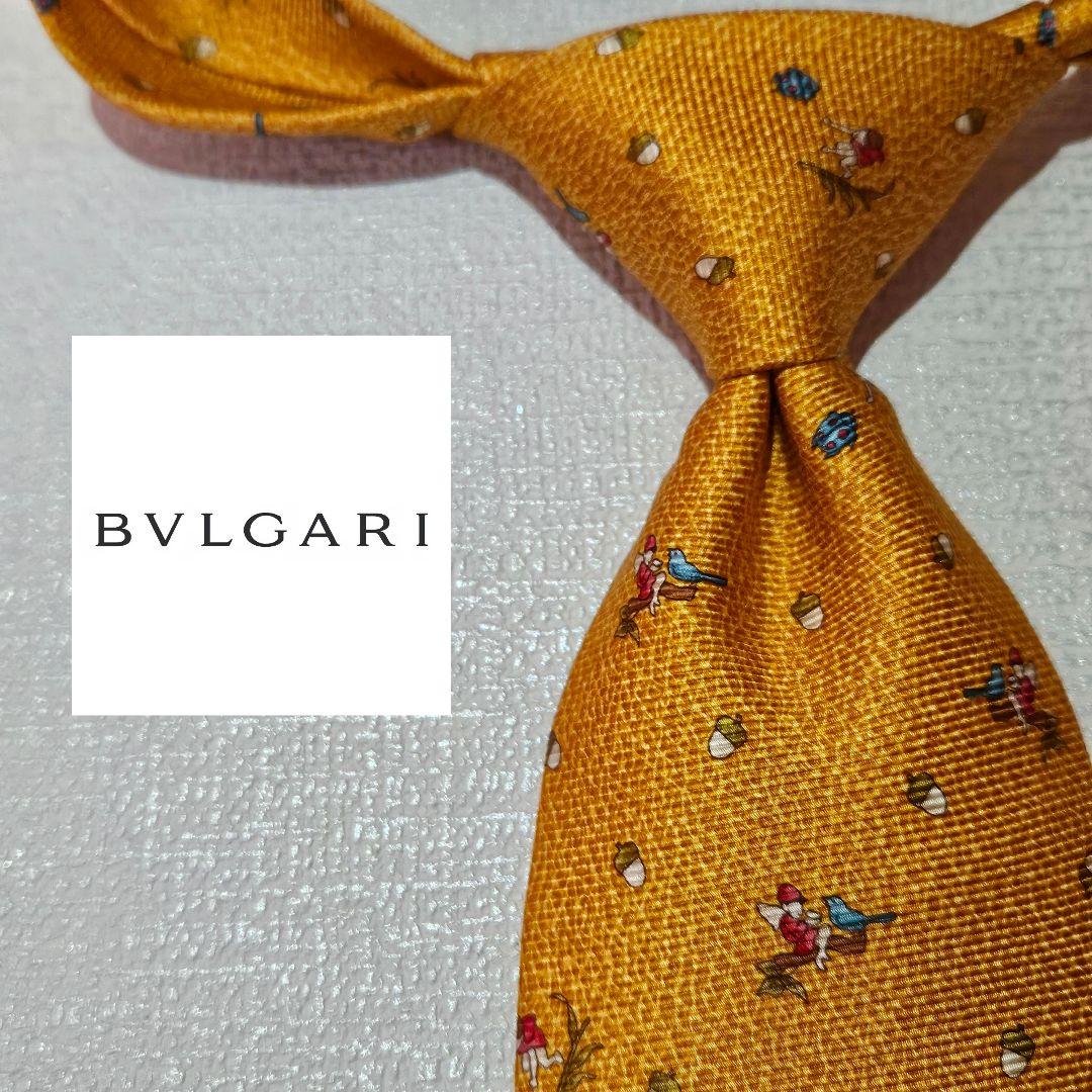 ブルガリ イタリア製最高級セブンフォールドタイ ネクタイ イエロー