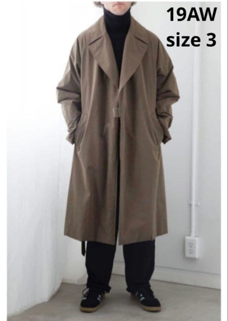 19aw サイズ3 COMOLI タイロッケンコート　カーキブラウン 名作 】COMOLI コモリ 2019AW タイロッケンコート カーキ ライナー付 2