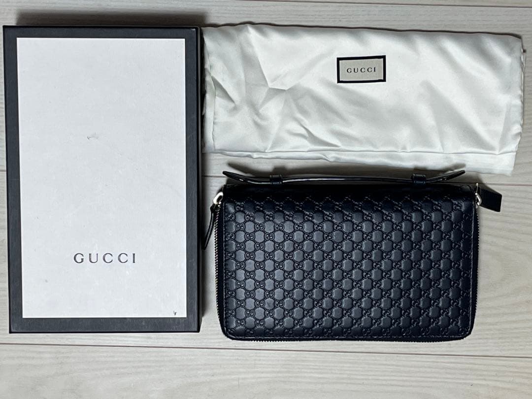 【箱&袋付き】グッチ 長財布　マイクロシマ レザー ダブルジップ オーガナイザー 楽天市場】GUCCI グッチ メンズ レディース小銭入れ付きラウンド