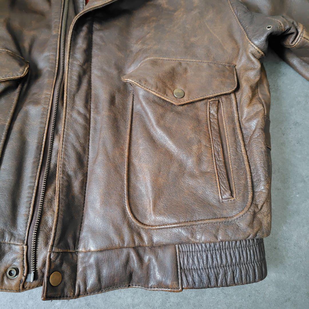 美品☆フライト レザー ジャケット G-1 A-2 2-B ブラウン 本革 ボア