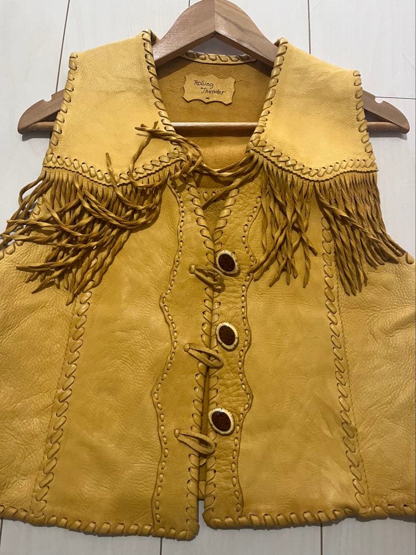 引取限定 熊本 ディアスキンレースステッチング rolling thunder表記M