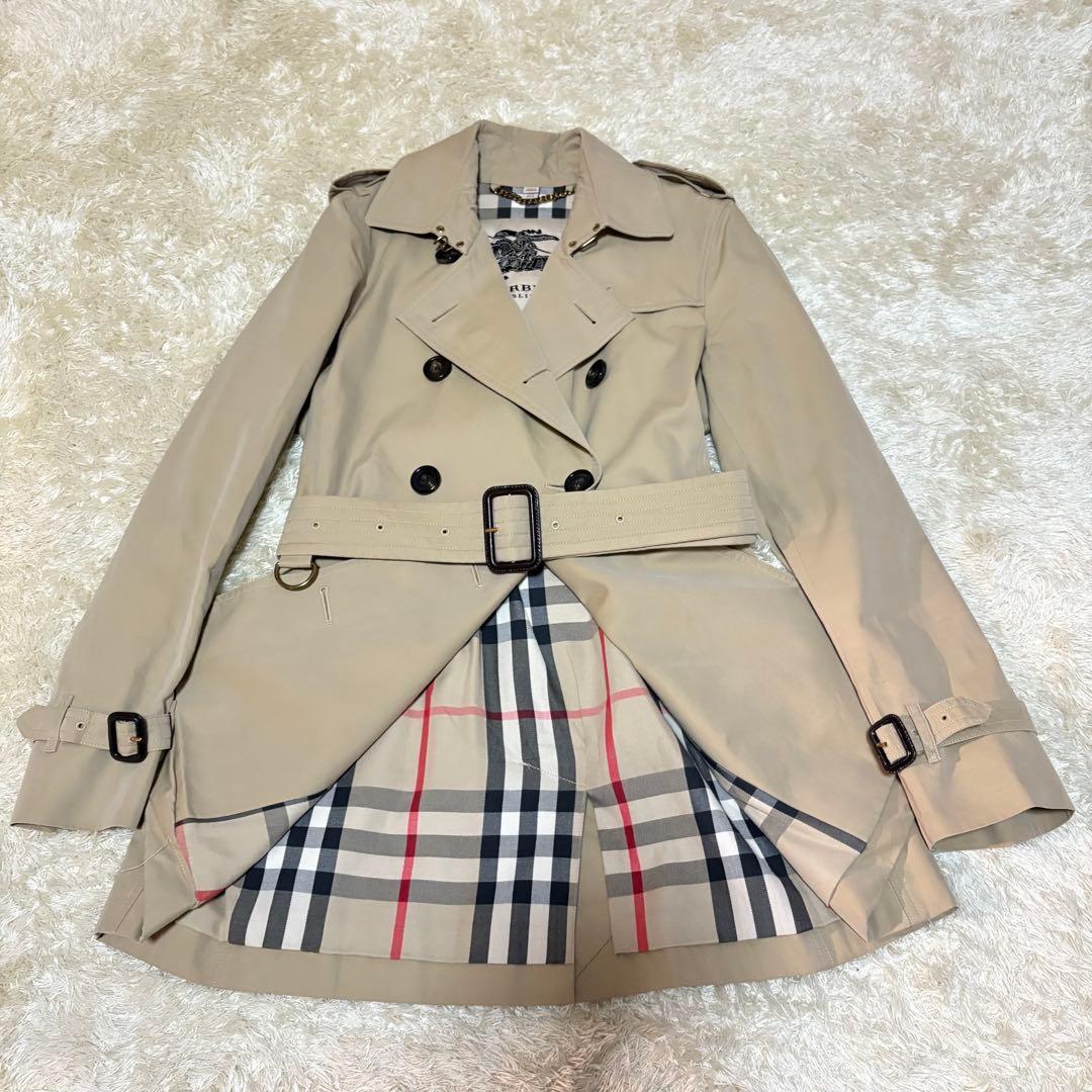 バーバリー トレンチコート ケンジントン ベルト メガチェック UK4 Sサイズ バーバリー トレンチコート ケンジントン ベルト メガチェック UK4 S