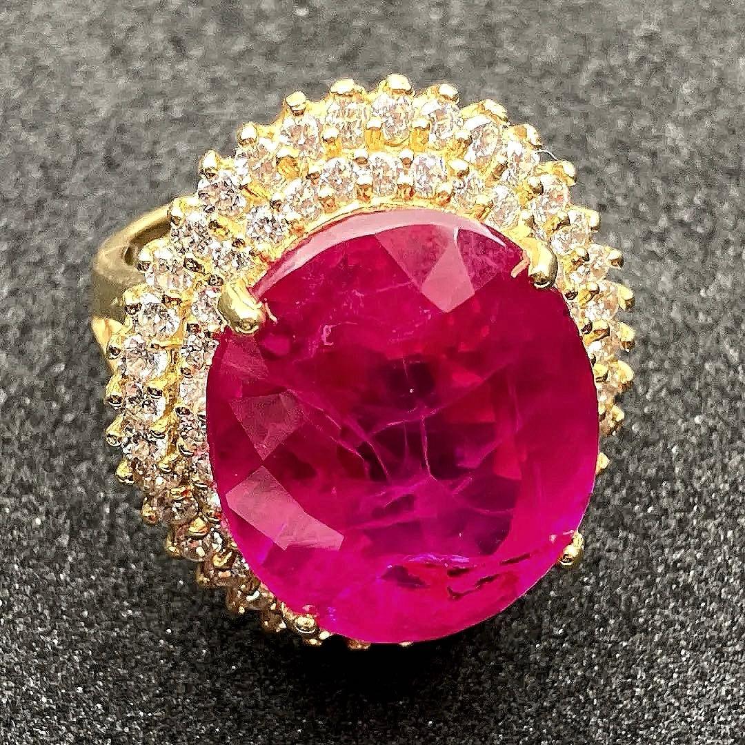 ルル様ご予約 天然ピンクルビー 30.85CT sv925 24k仕上 指輪