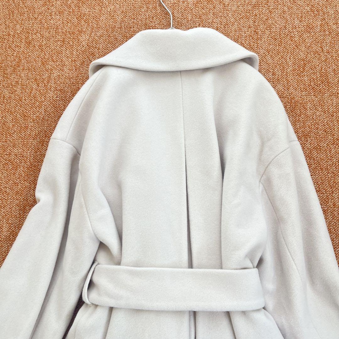 ビアッジョブルー ショールカラー ベルト付きロングコート ガウン