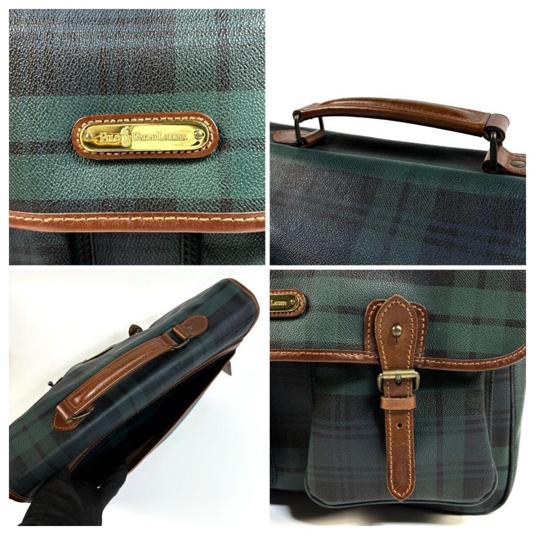 美品】ポロ ラルフローレン PVC レザー メッセンジャーバッグ チェック