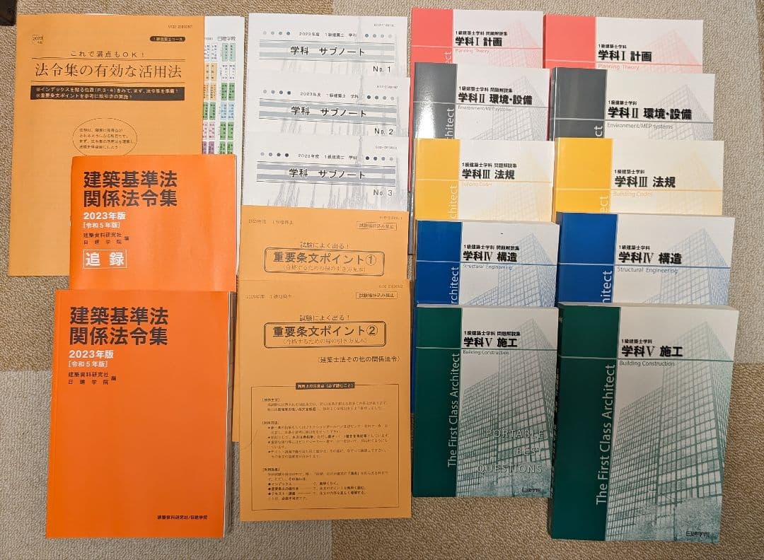 令和5年一級建築士学科テキスト・問題集2023年度版法令集（線引き済み）