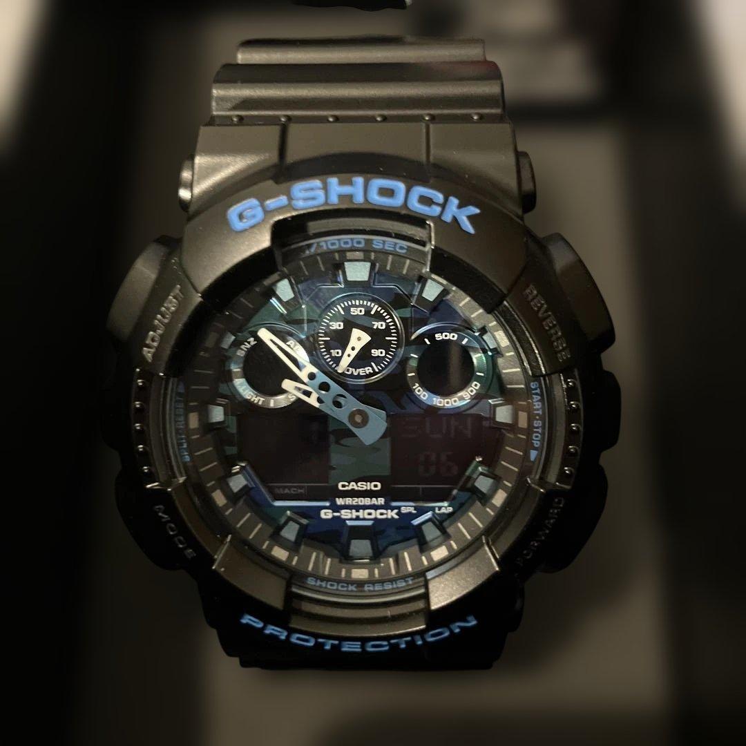 新品未使用　G-SHOCK GA-100CB-1AJF ブラック/ブルー G-SHOCK GA-100CB-1AJF メンズ アナデジ ブラック ブルー 迷彩 – THE