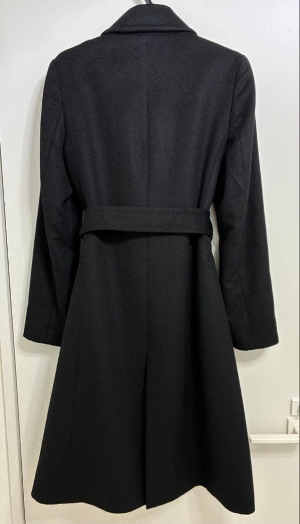 美品7号イネドINED カシミヤ100%ラップコート 黒 冠婚葬祭フォーマル