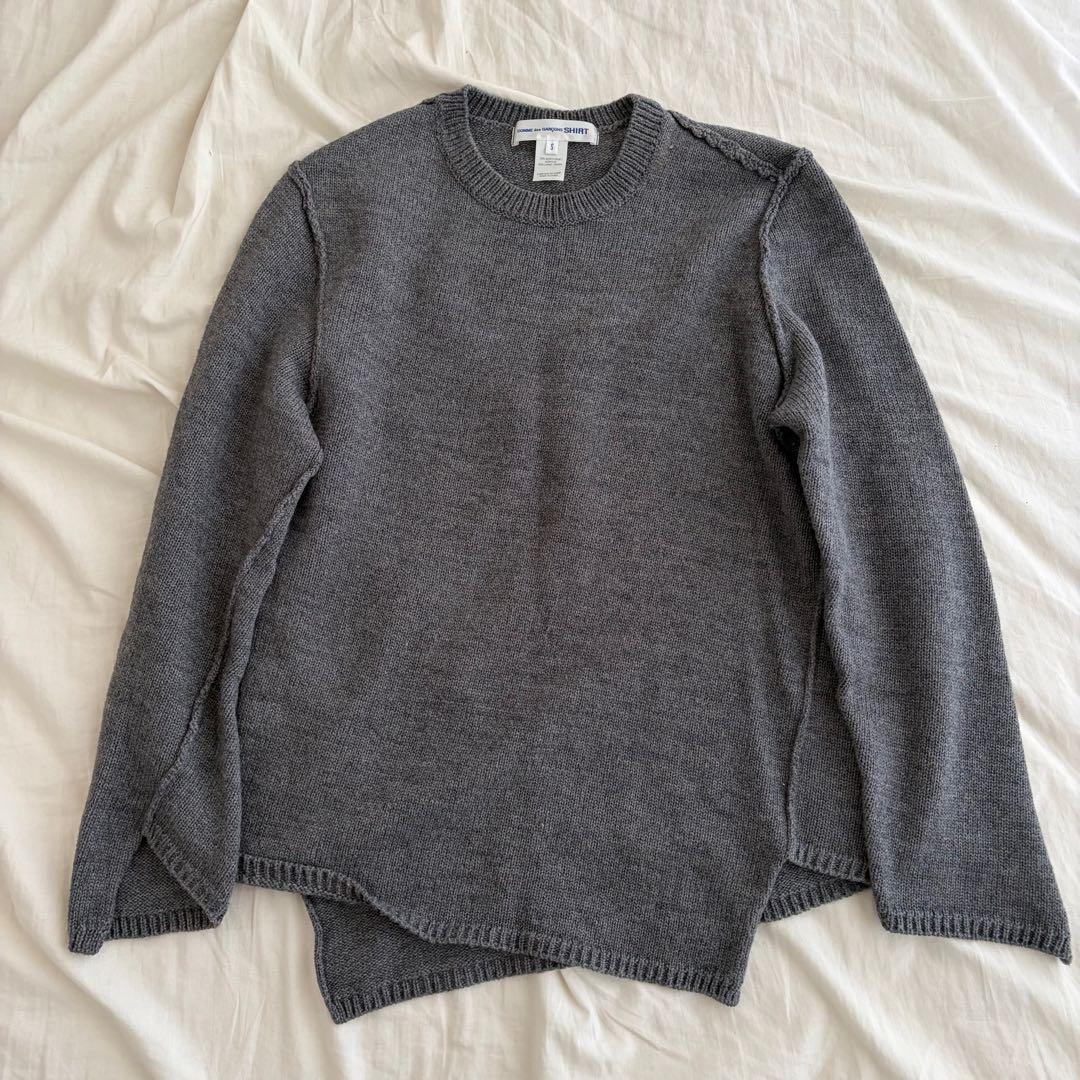 comme des garcons shirt ねじれ ニット グレー Comme des Garçons SHIRT - CDG V-Neck Pullover Top Grey – STRØM
