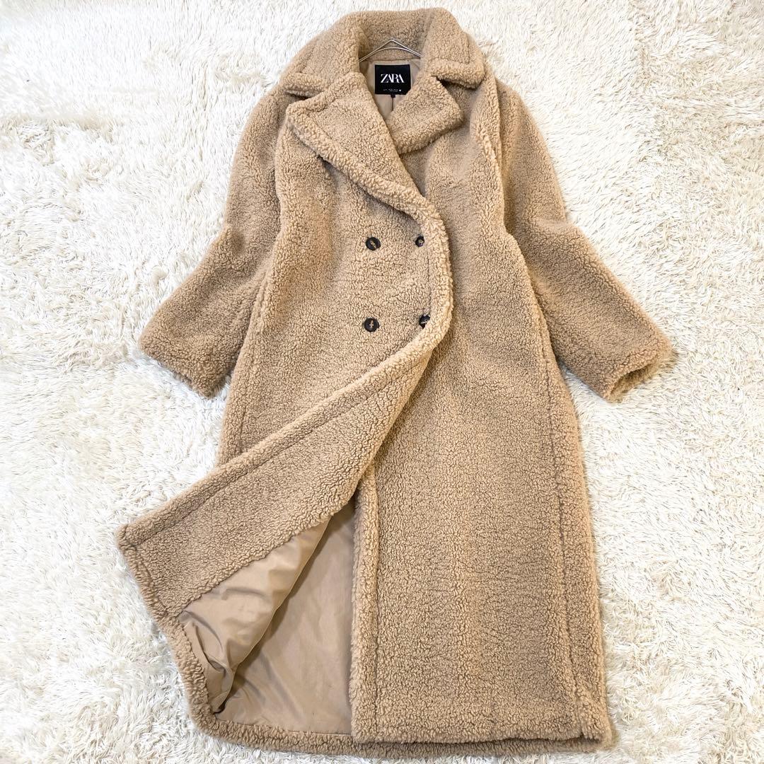 美品】ZARA エクストラ ロングフェイクボアコート テディベアコート M