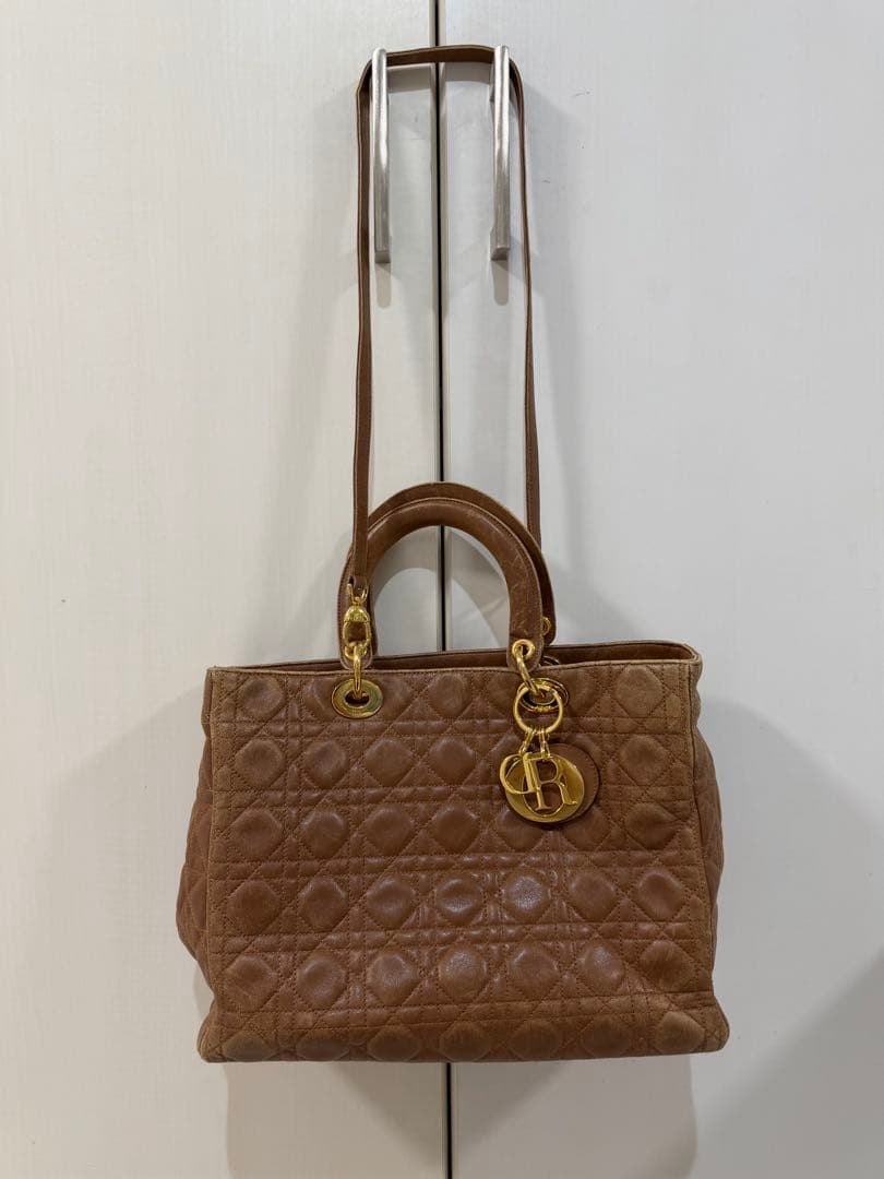 ⭐️Lea⭐️ Christian Dior ブラウン レザー カナージュ Christian Dior クリスチャン ディオール レディディオール カナージュ