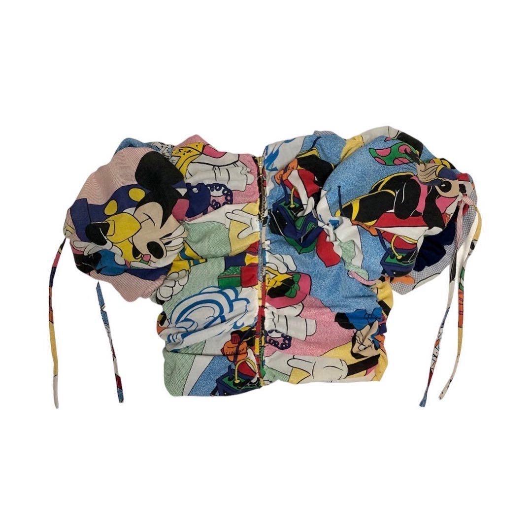 ミッキー ミニー パフスリーブ トップスミニーのギャザーブラウ