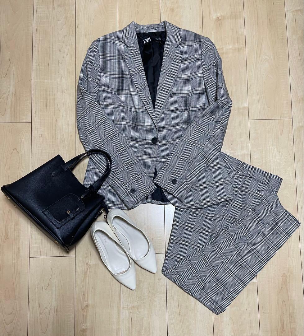 ZARA セットアップ　パンツスーツ　グレンチェック柄　入園式　入学式 ZARA】プチプラだけど高見え！ZARAの洋服でつくる卒園・入学式コーデ