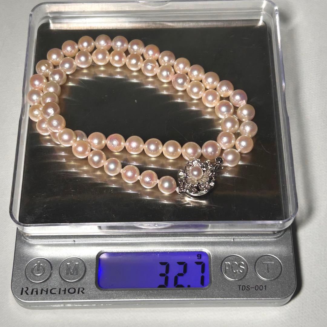 【テリ強✨】あこや ネックレス 本真珠 6.9〜7.4mm 約43cm 干渉色