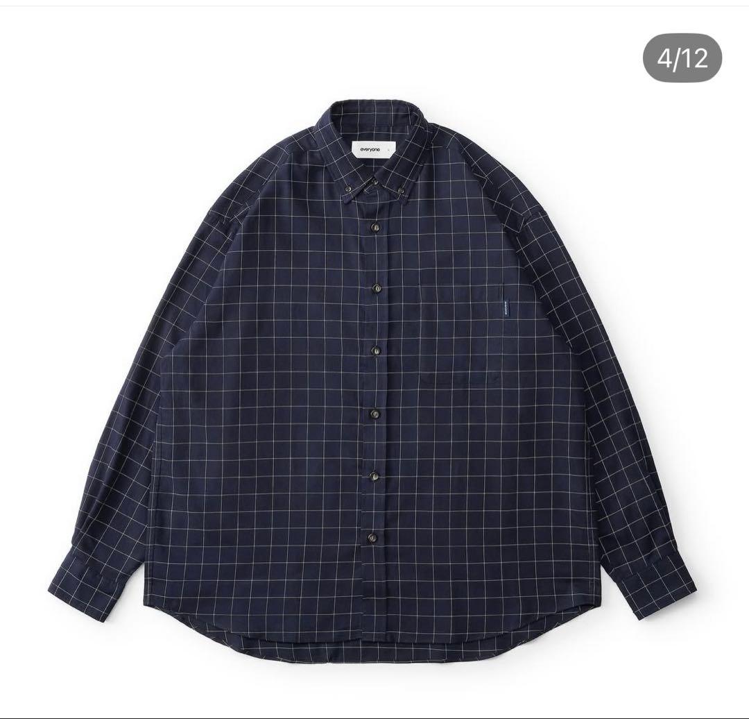 everyone back logo check button-down XL - メルカリ