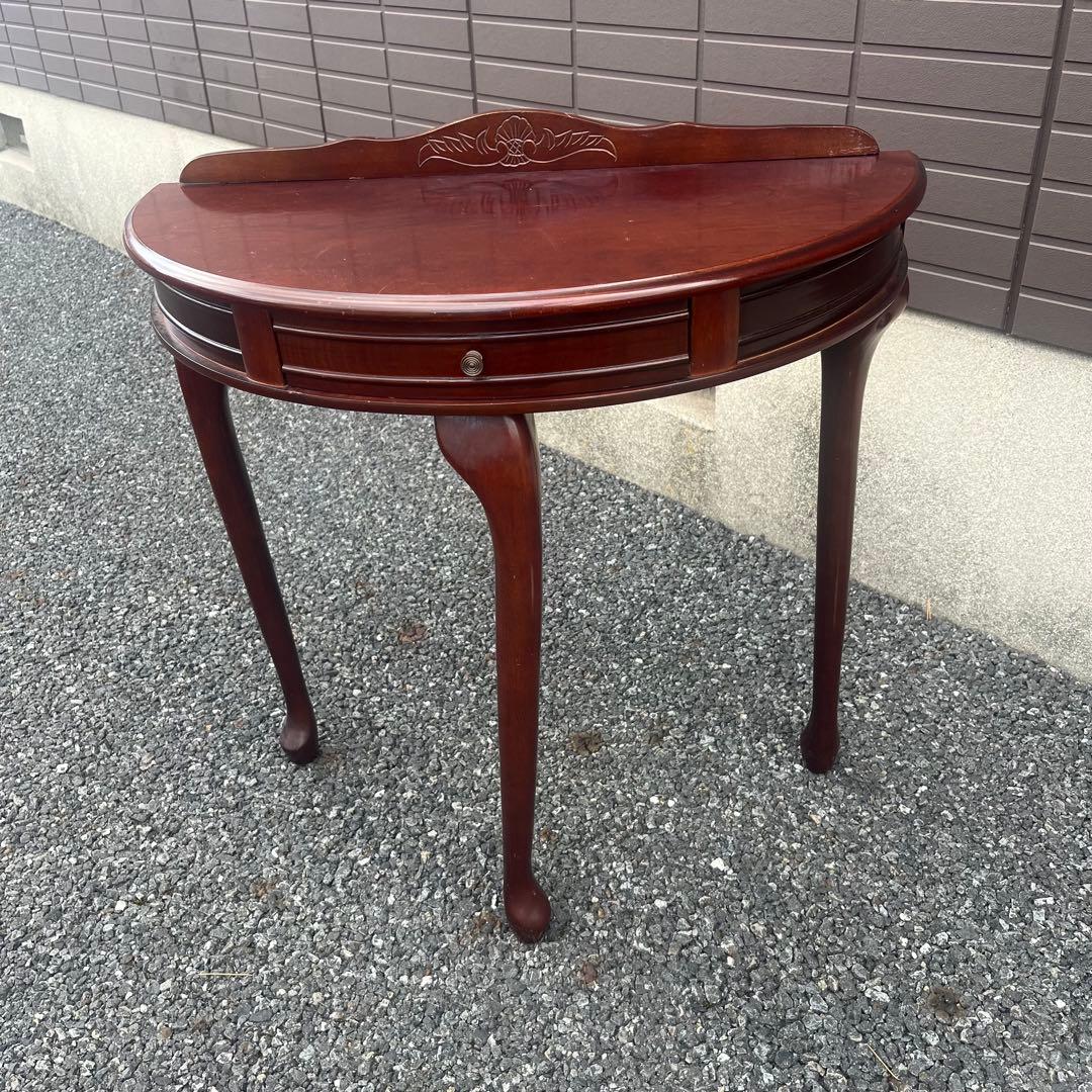 フジ 猫脚コンソール 引き出し付 ハーフムーンテーブル