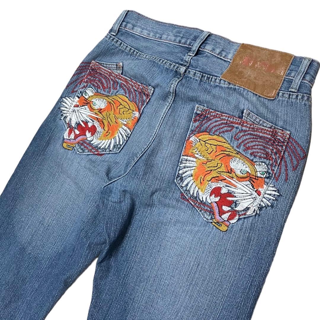 Ed Hardy エドハーディー 虎 タイガー 刺繍 デニムパンツ ジーンズ