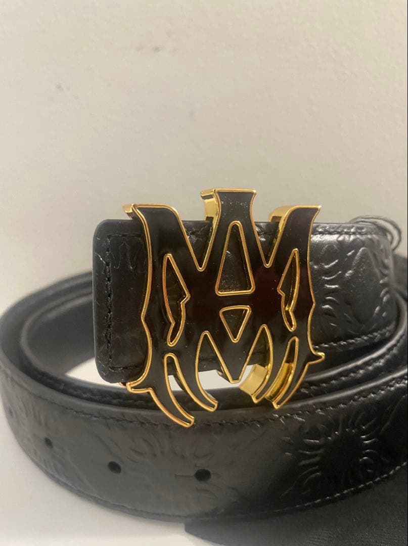 【AMIRI】\"MA\" Quad 4cm幅 85cmレザーベルト / ブラック