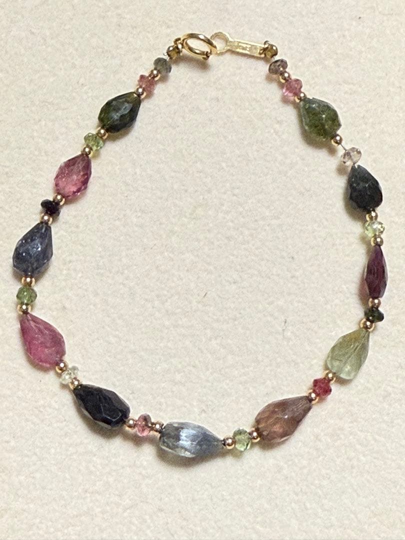 k18 トルマリン k18ボール　ブレスレット ミラーカットボール ブレスレット K18 幅3mm 20cm