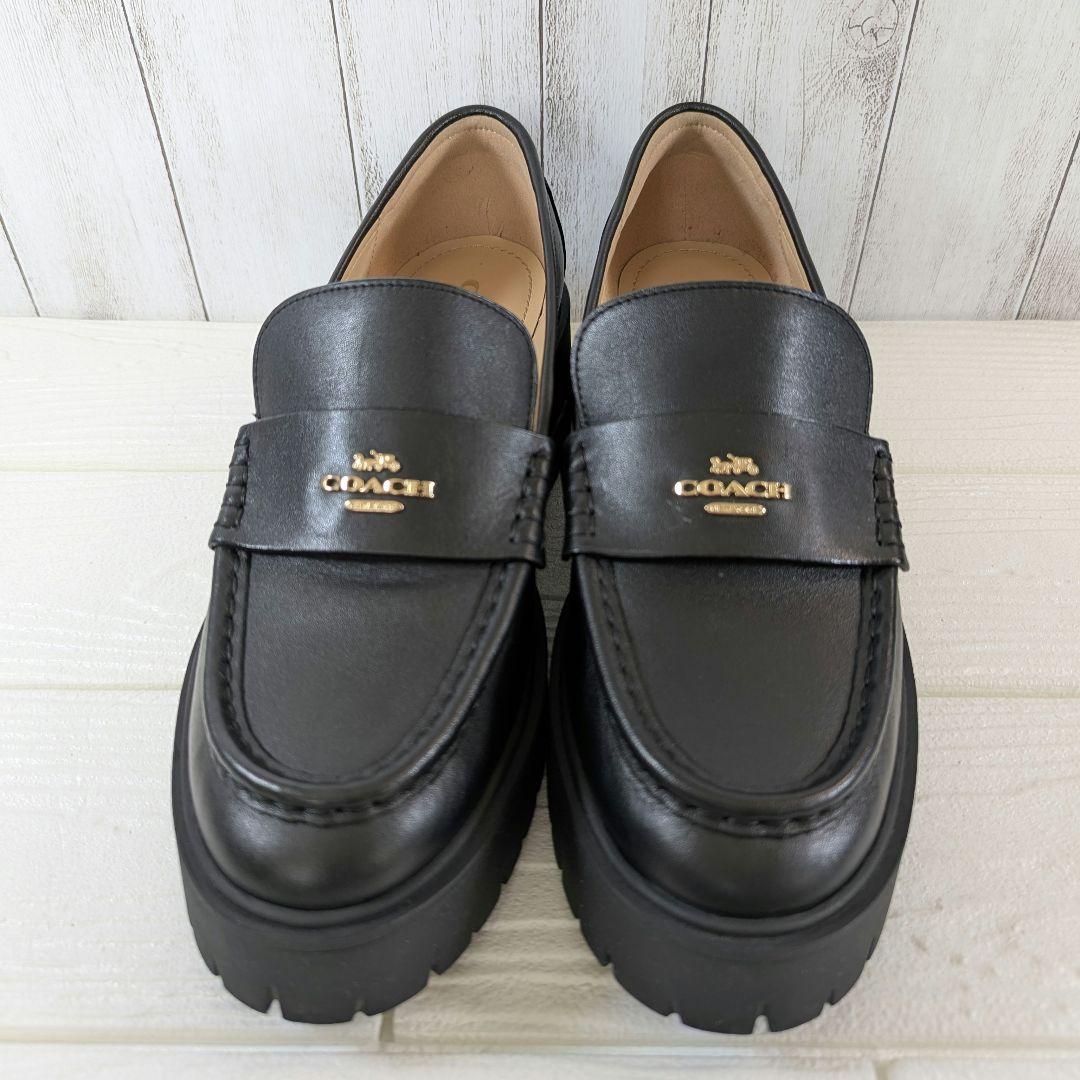 極美品】COACH ルーシーローファー 厚底 ラギットソール 黒 24,5
