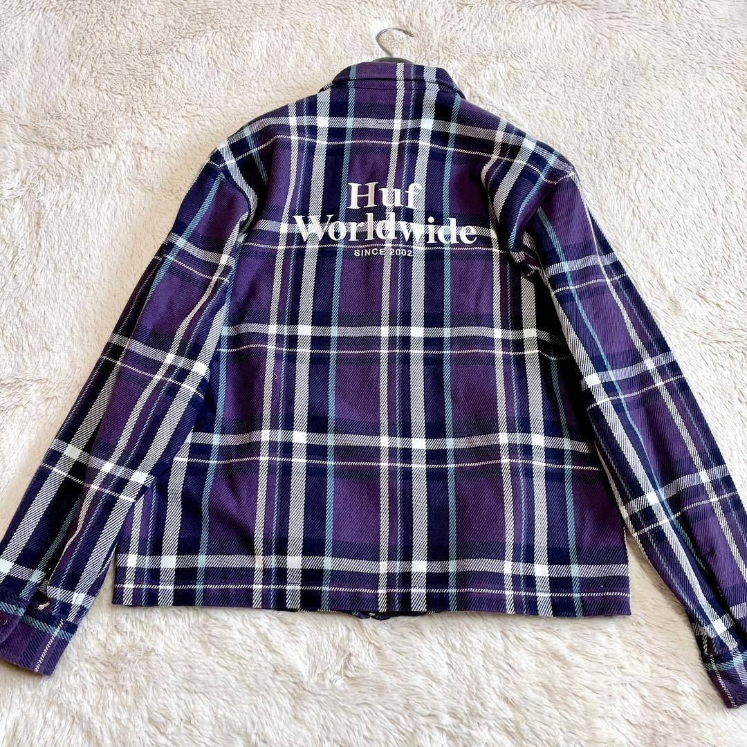 美品 HUF ハフ チェック セットアップ ジャケット パンツ パープル