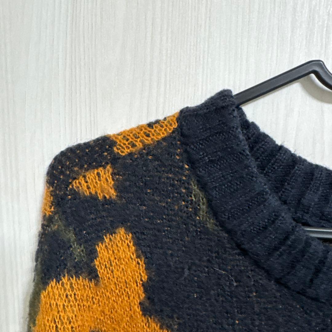 カモフラージュ柄 長袖ニットセーター ニット セーター メンズ 迷彩カモフラージュ柄ルーズサイズクルー