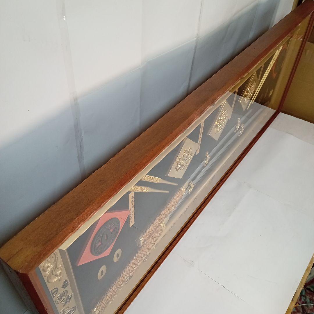 武家三大家家紋付き 徳川 織田 豊臣 名刀額飾り、模造刀、鍔、刀