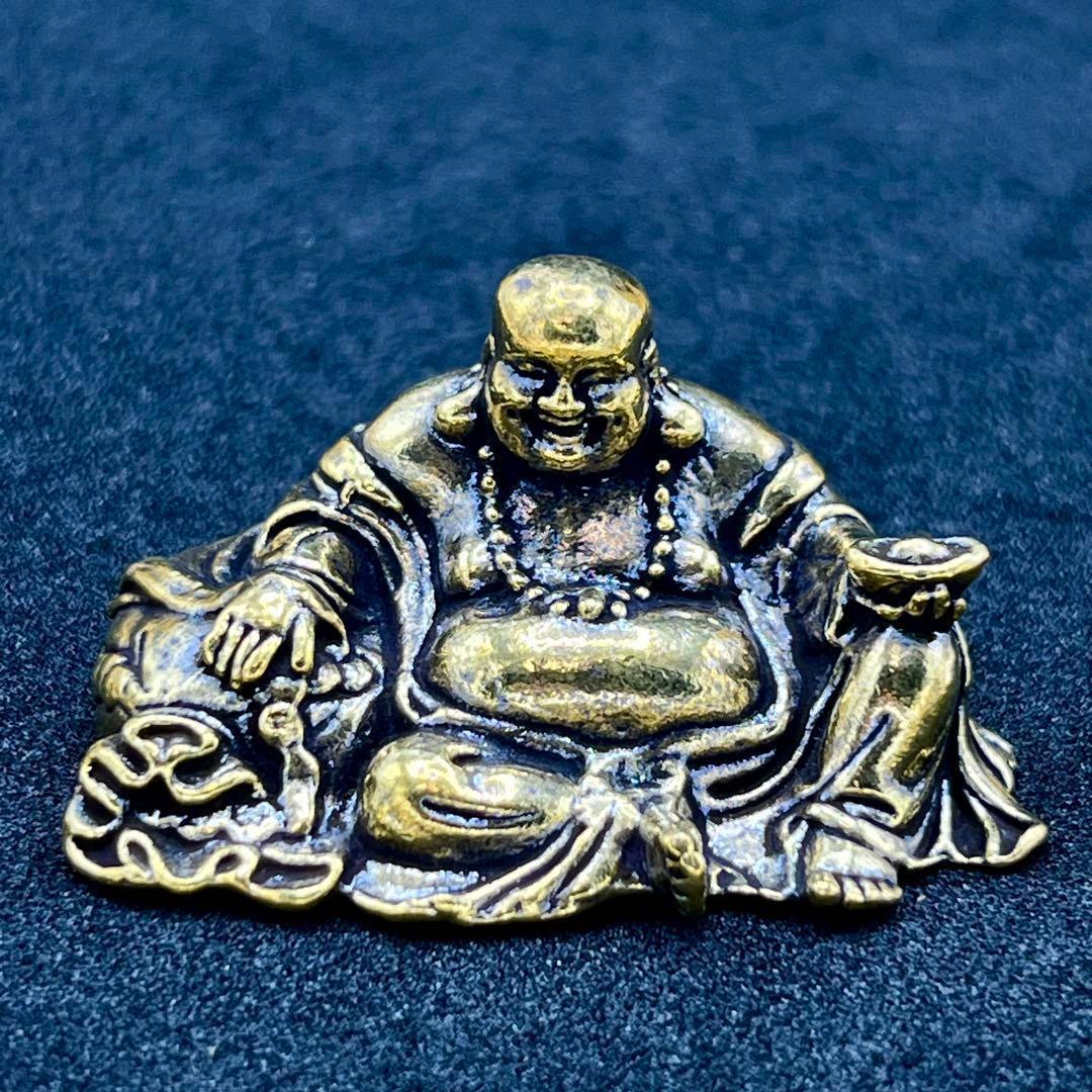 KM069 布袋様 七福神 ミニ仏像 置物 布袋尊 真鍮 開運 縁起物 金運