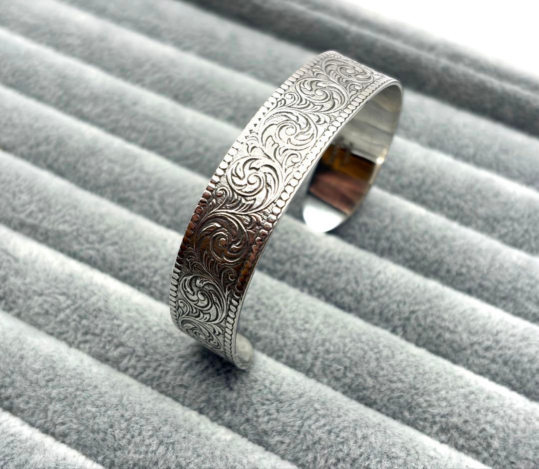 agete アガット シルバー バングル ブレスレット 唐草 アラベスク 刻印