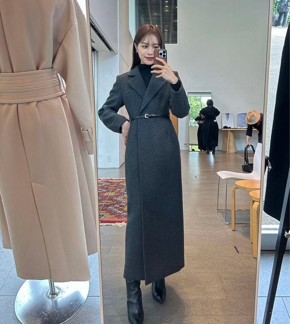 ローブブラン Belted Chester coat コート グレー - メルカリ