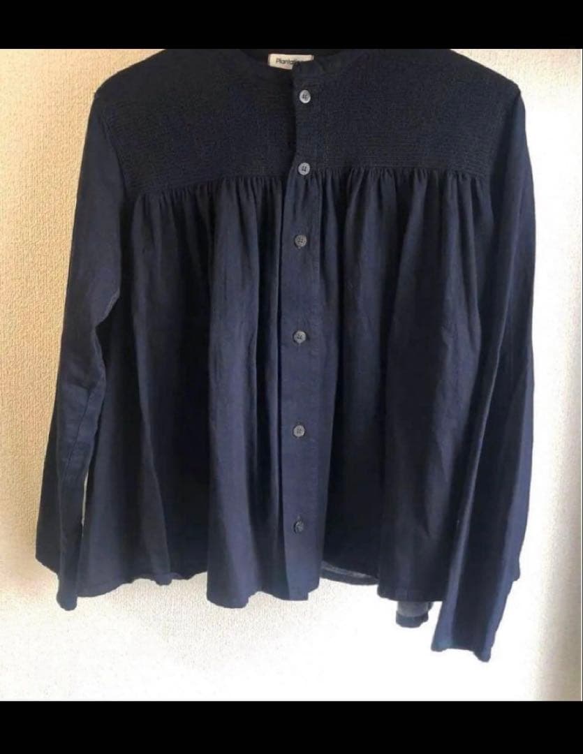 値下げ【美品】plantation シャーリングデニム ブラウス