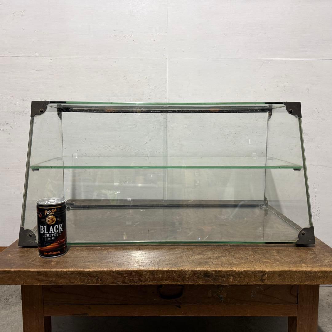 昭和レトロ ガラスケース 卓上 前面 斜め アンティーク ショーケース