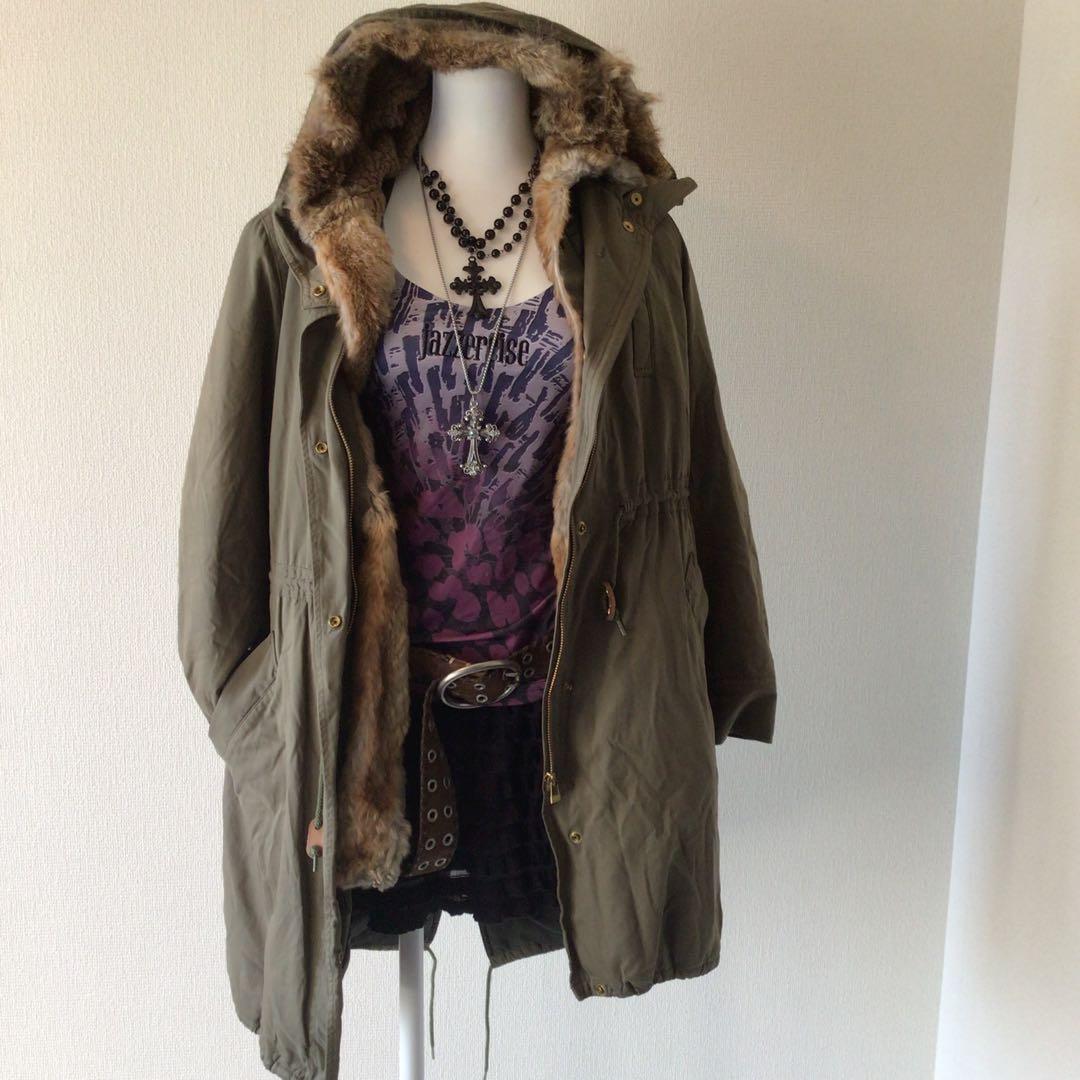 y2k グランジフェアリー ラビットファーモッズコート 森ガール00s 渋谷