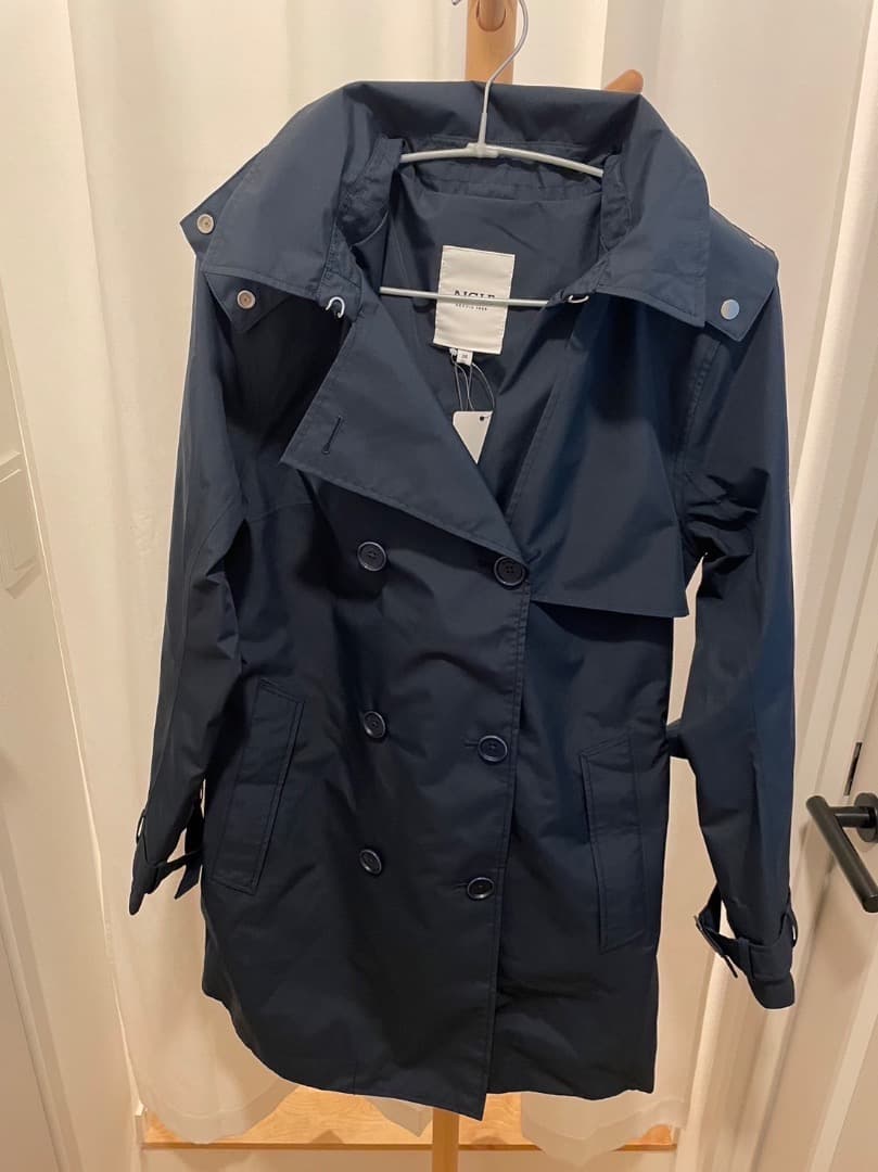 新品 AIGLE ゴアテックス トレンチコート S 36 ネイビー 防水 透湿