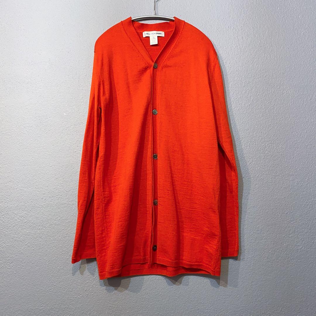 コムデギャルソンシャツ カーディガン 赤 Lサイズ COMME des GARCONS SHIRT（コムデギャルソンシャツ）ハイゲージウール