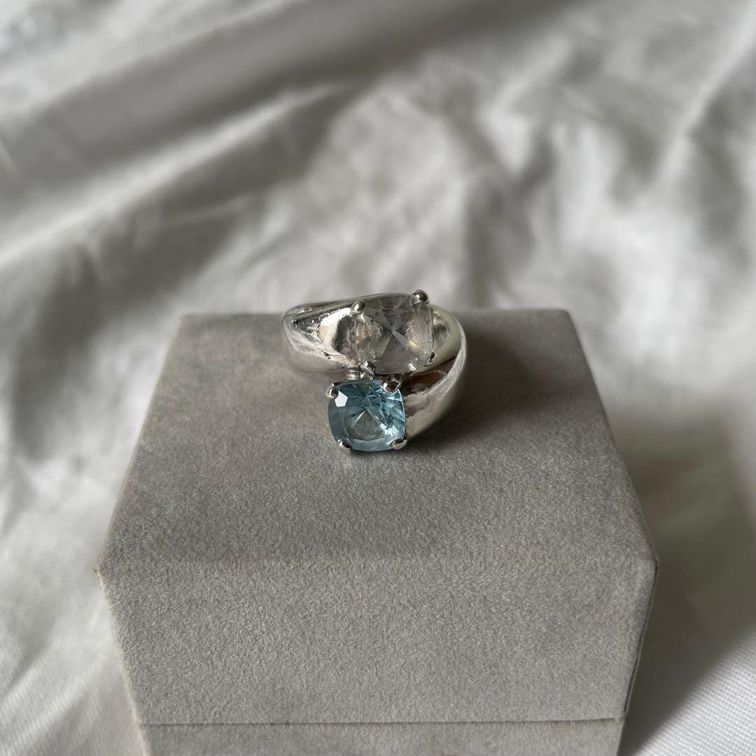 エルメス アクアマリン リング HERMES ヴィンテージ ストーン 57