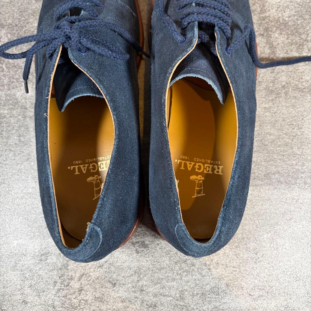 美品　REGAL リーガル　プレーントゥ　スエード　ネイビー　25.5cm