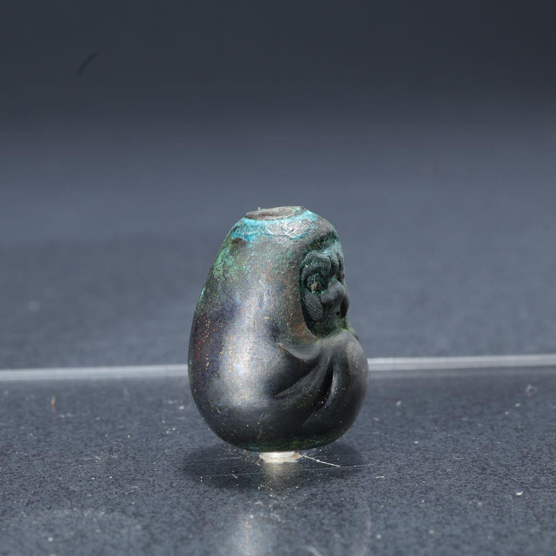 緒締め玉 達磨 提げもの 金属 黒 金工 R1642