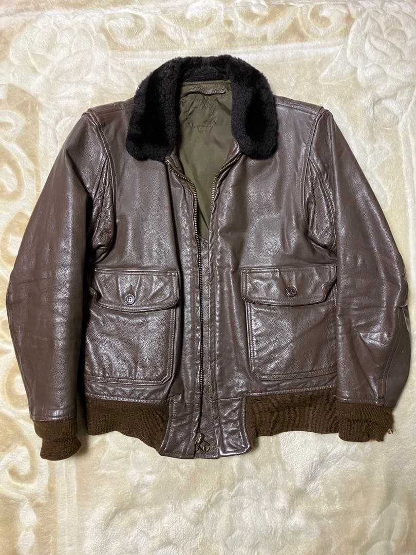 米軍実物　70's USN G-1 フライトジャケット 楽天市場】70s ビンテージ ☆ 76年製 米軍実物 US NAVY 本革 レザー G