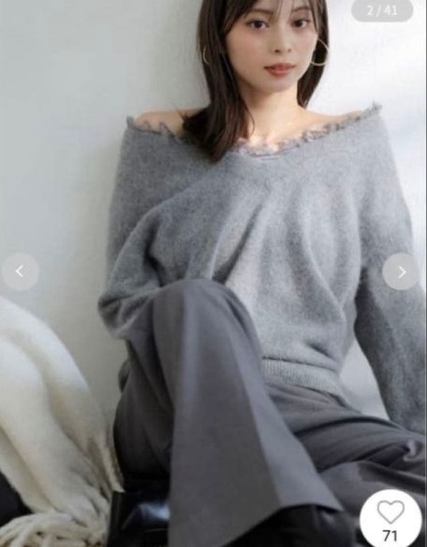 25AW 新作新品タグ付き SNIDEL フォックス衿レースプルオーバー フォックス衿レースプルオーバー(ニット)｜トップス｜SNIDEL