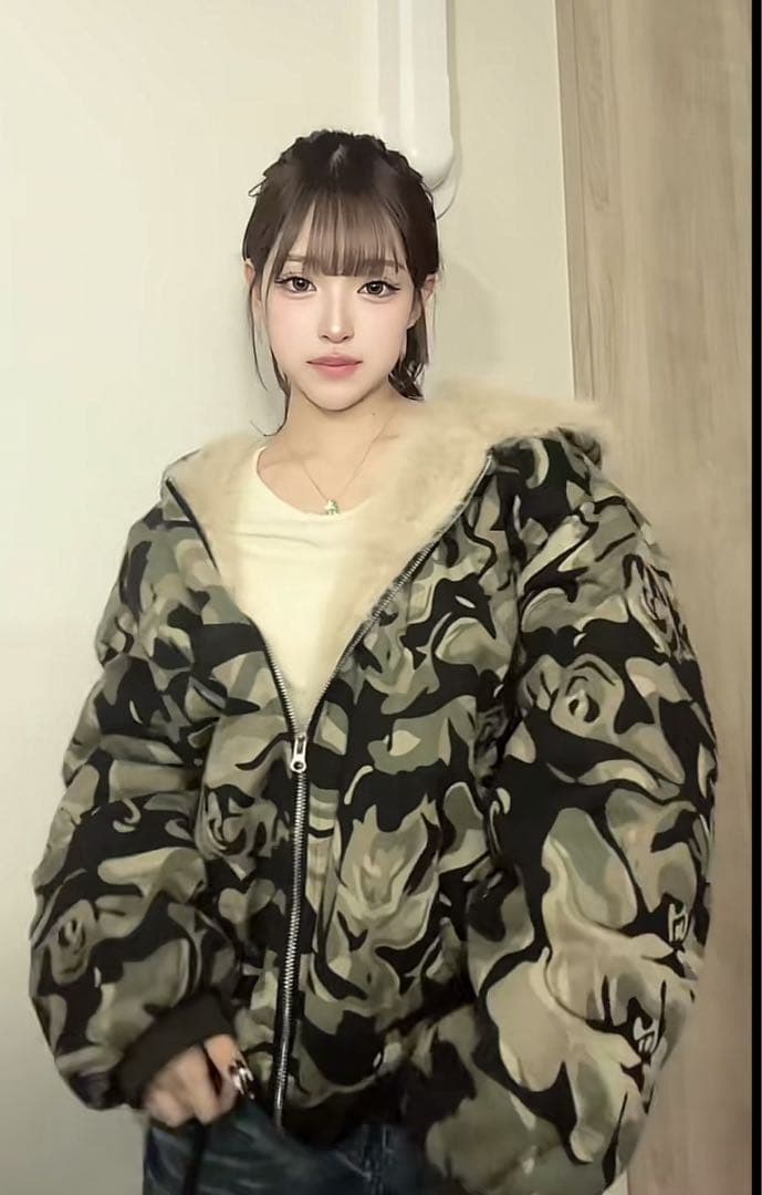 限界価格 ファー ジャケット 短丈 迷彩 GEEK elev QS86 y2k - メルカリ