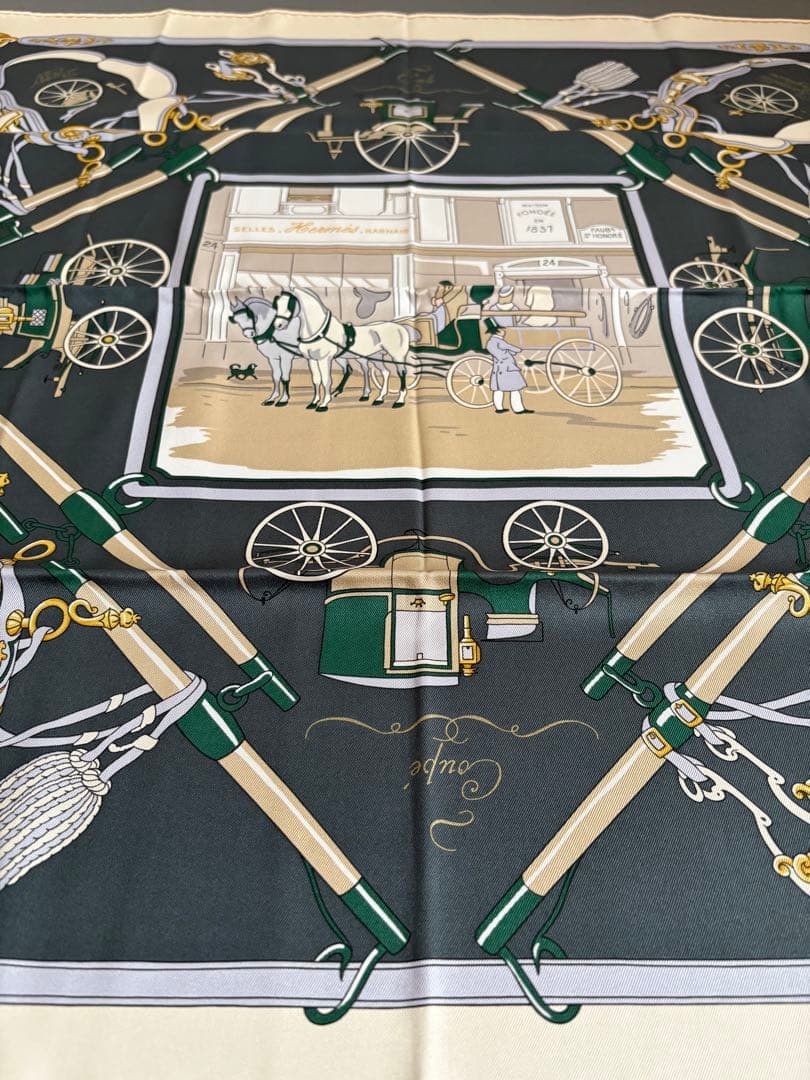 エルメス HERMES カレ 70 パロニエ ダークグリーン シルクスカーフ